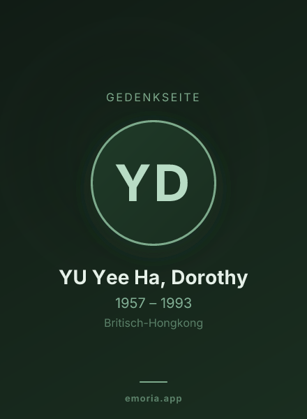 Gedenkportrait von YU Yee Ha, Dorothy