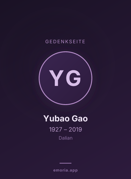 Gedenkportrait von Yubao Gao