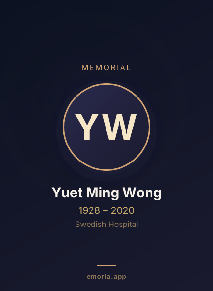 Memorial portrait of Yuet Ming Wong