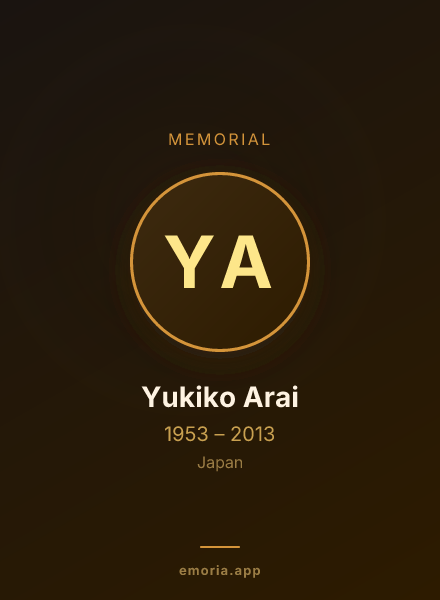 Memorial portrait of Yukiko Arai