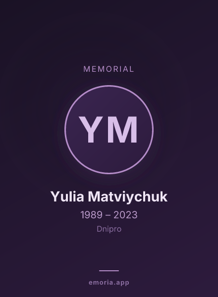 Memorial portrait of Yulia Matviychuk