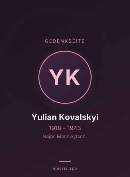 Gedenkportrait von Yulian Kovalskyi
