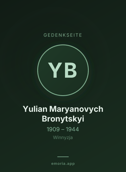 Gedenkportrait von Yulian Maryanovych Bronytskyi