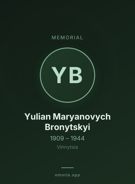 Memorial portrait of Yulian Maryanovych Bronytskyi