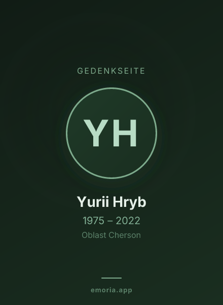 Gedenkportrait von Yurii Hryb