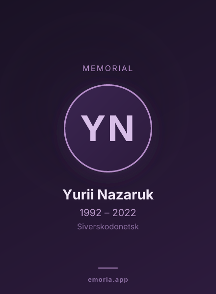 Memorial portrait of Yurii Nazaruk
