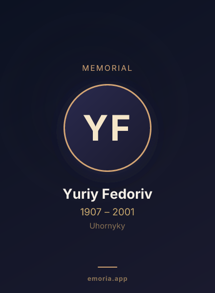 Memorial portrait of Yuriy Fedoriv