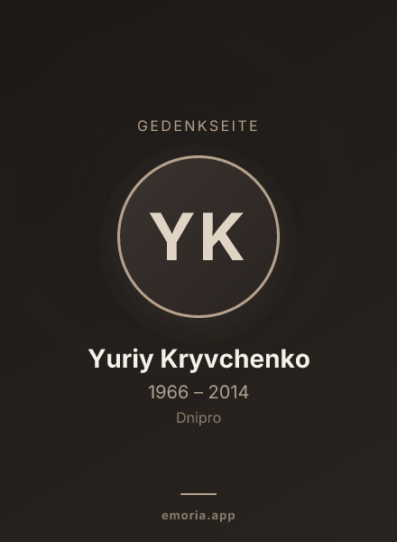 Gedenkportrait von Yuriy Kryvchenko