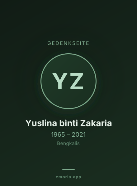 Gedenkportrait von Yuslina binti Zakaria