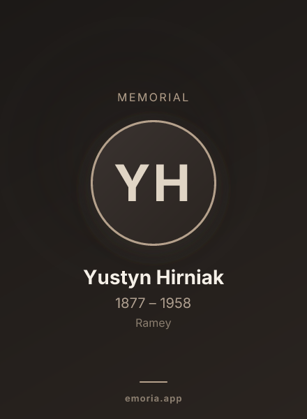 Memorial portrait of Yustyn Hirniak