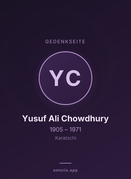 Gedenkportrait von Yusuf Ali Chowdhury