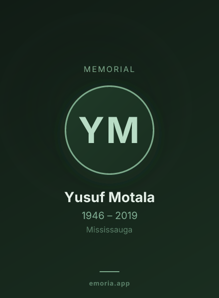 Memorial portrait of Yusuf Motala