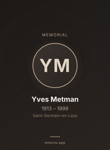 Memorial portrait of Yves Metman