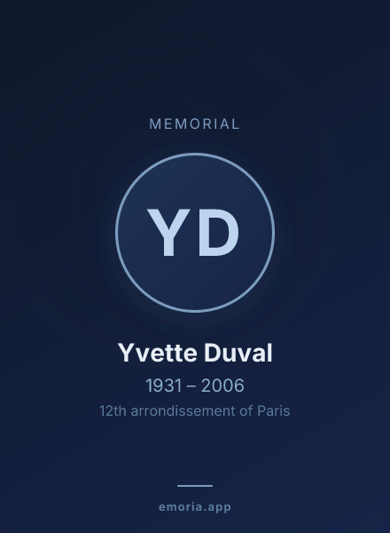 Memorial portrait of Yvette Duval