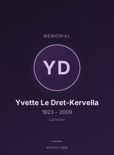 Memorial portrait of Yvette Le Dret-Kervella