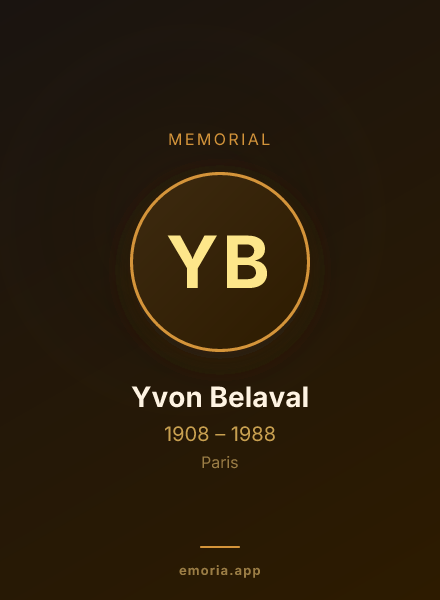 Memorial portrait of Yvon Belaval