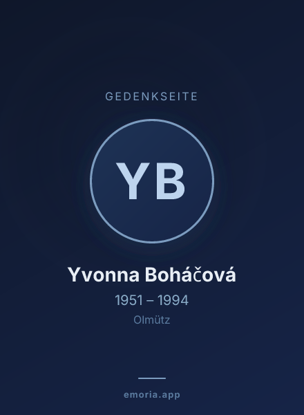 Gedenkportrait von Yvonna Boháčová
