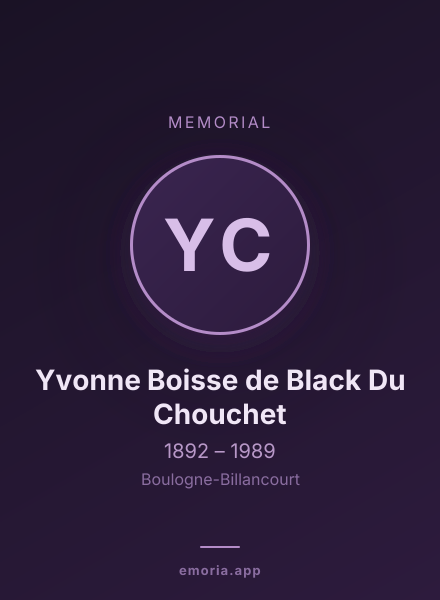 Memorial portrait of Yvonne Boisse de Black Du Chouchet