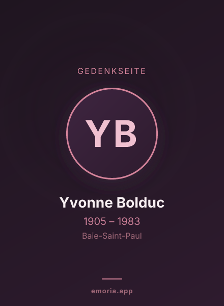 Gedenkportrait von Yvonne Bolduc