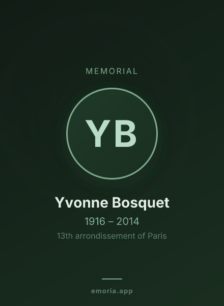 Memorial portrait of Yvonne Bosquet