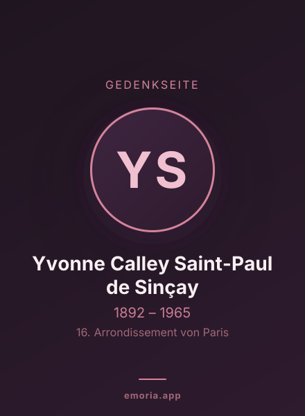 Gedenkportrait von Yvonne Calley Saint-Paul de Sinçay