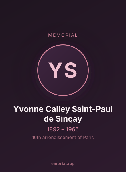 Memorial portrait of Yvonne Calley Saint-Paul de Sinçay