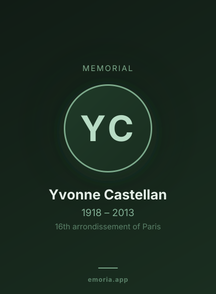 Memorial portrait of Yvonne Castellan