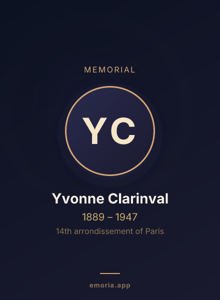Memorial portrait of Yvonne Clarinval