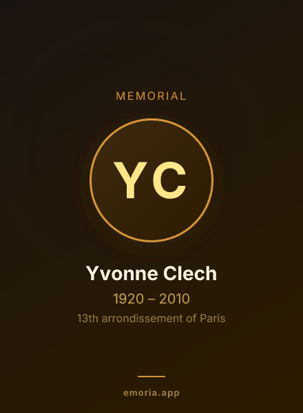 Memorial portrait of Yvonne Clech