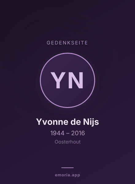 Gedenkportrait von Yvonne de Nijs