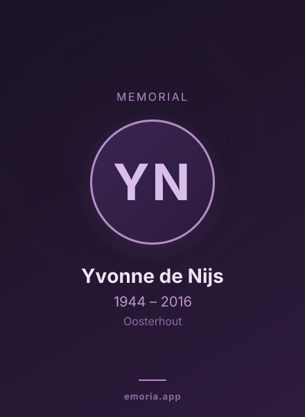 Memorial portrait of Yvonne de Nijs