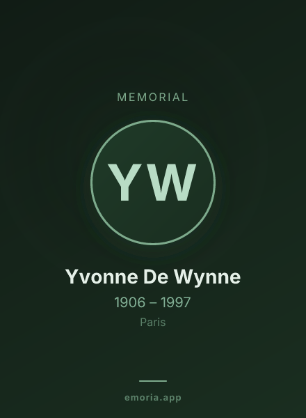 Memorial portrait of Yvonne De Wynne