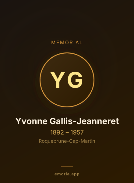 Memorial portrait of Yvonne Gallis-Jeanneret