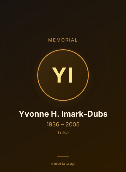 Memorial portrait of Yvonne H. Imark-Dubs