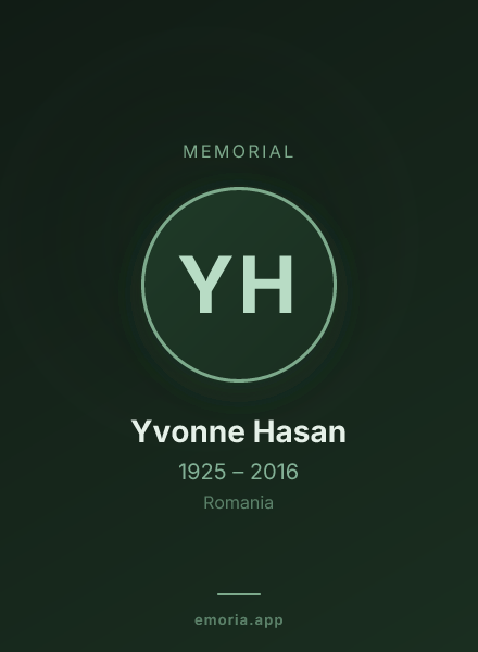 Memorial portrait of Yvonne Hasan