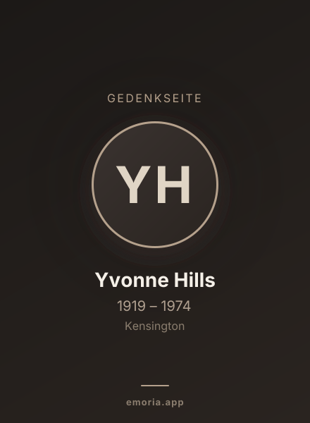 Gedenkportrait von Yvonne Hills