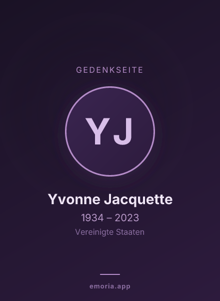 Gedenkportrait von Yvonne Jacquette