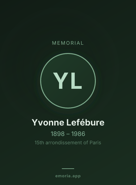 Memorial portrait of Yvonne Lefébure