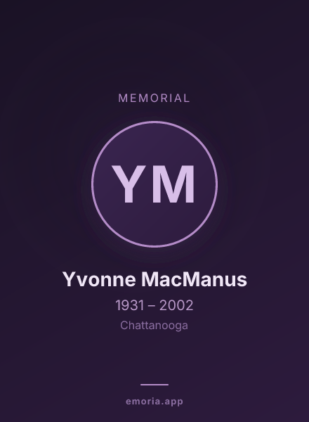 Memorial portrait of Yvonne MacManus