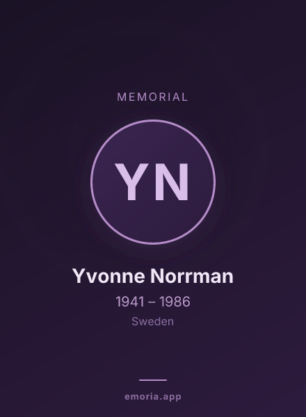 Memorial portrait of Yvonne Norrman