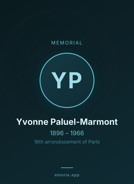 Memorial portrait of Yvonne Paluel-Marmont
