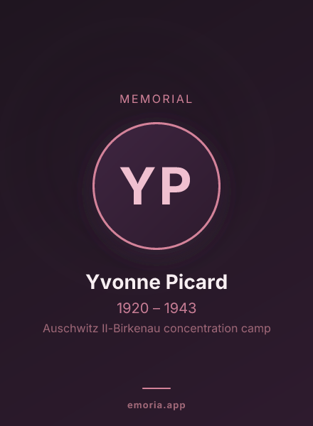 Memorial portrait of Yvonne Picard