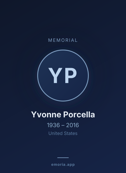 Memorial portrait of Yvonne Porcella