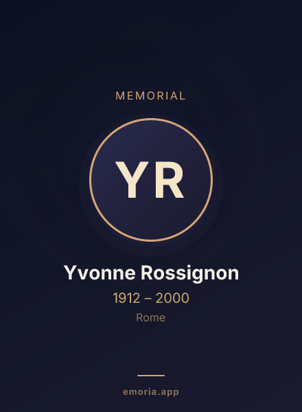 Memorial portrait of Yvonne Rossignon