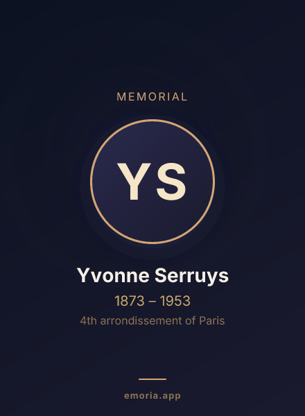 Memorial portrait of Yvonne Serruys