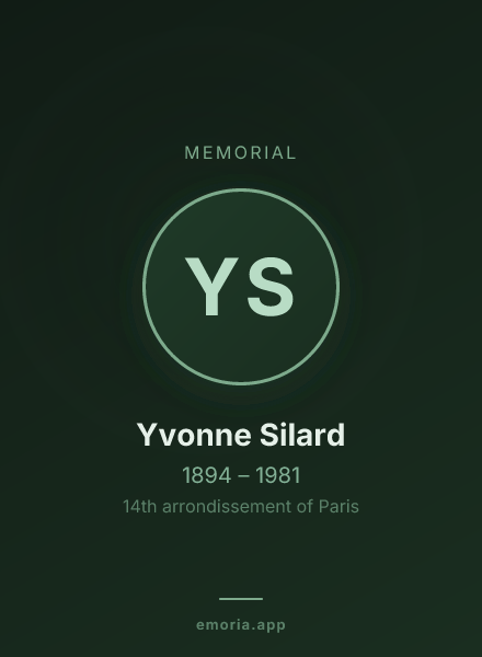 Memorial portrait of Yvonne Silard