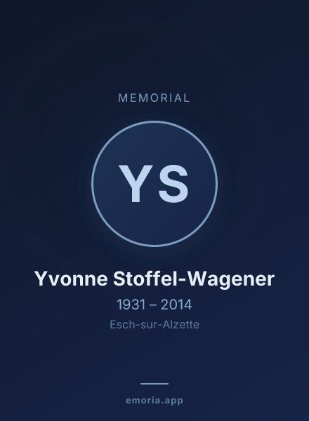 Memorial portrait of Yvonne Stoffel-Wagener
