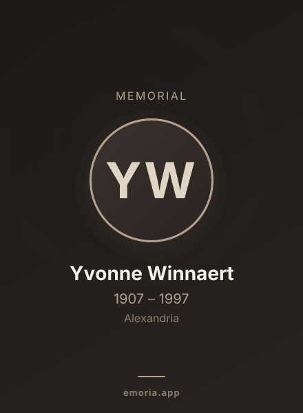 Memorial portrait of Yvonne Winnaert