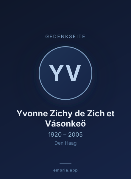 Gedenkportrait von Yvonne Zichy de Zich et Vásonkeö