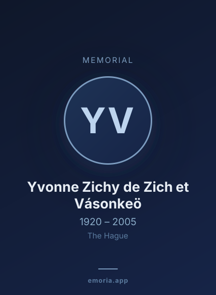 Memorial portrait of Yvonne Zichy de Zich et Vásonkeö